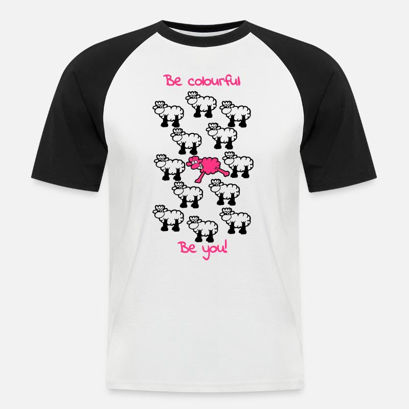 be different - be colourful - Männer Baseball-T-Shirt - Weiß/Schwarz