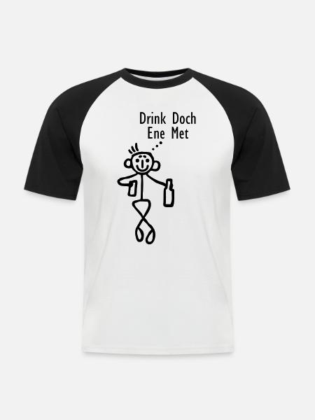 Drink doch ene met - Männer Baseball-T-Shirt - Weiß/Schwarz