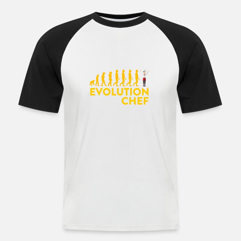 Evolutionärer Chef Motive - Männer Baseball-T-Shirt - Weiß/Schwarz