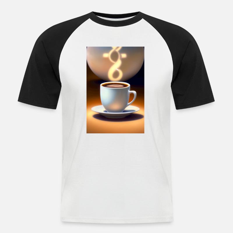 Kaffee, Kaffeebohnen - Männer Baseball-T-Shirt - Weiß/Schwarz