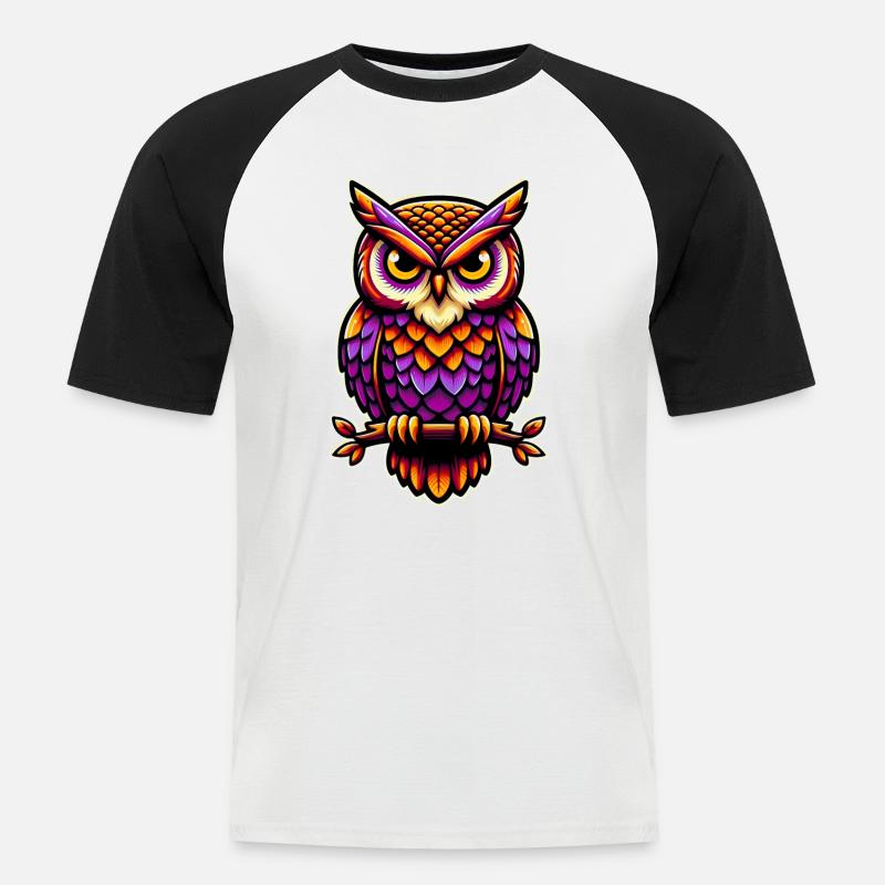 Eule - Männer Baseball-T-Shirt - Weiß/Schwarz