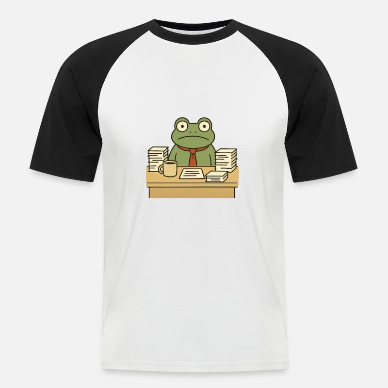 Business-Frosch - Männer Baseball-T-Shirt - Weiß/Schwarz