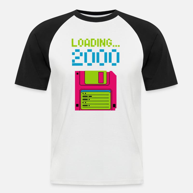 Loading 2000 Disketten-Design Retro Pixel Design - Männer Baseball-T-Shirt - Weiß/Schwarz
