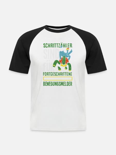 Schrittzähler? Ich nutze den Bewegungsmelder - Männer Baseball-T-Shirt - Weiß/Schwarz
