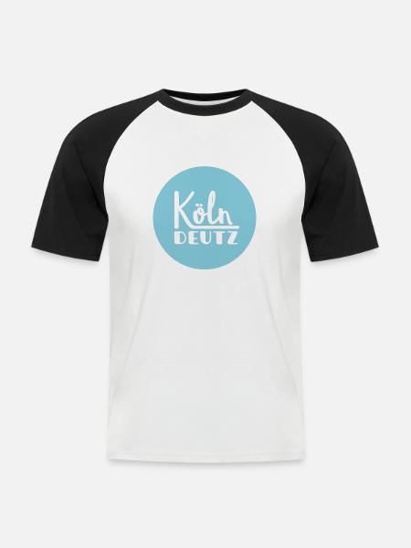 Köln Deutz mein Veedel - Männer Baseball-T-Shirt - Weiß/Schwarz