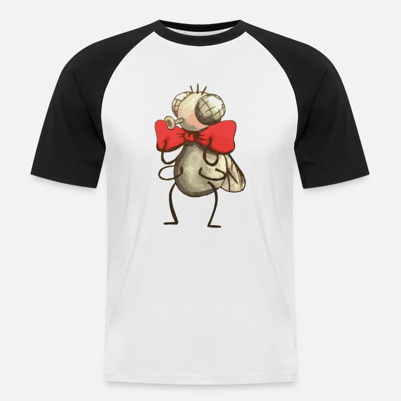 Fliege mit Fliege - Männer Baseball-T-Shirt - Weiß/Schwarz