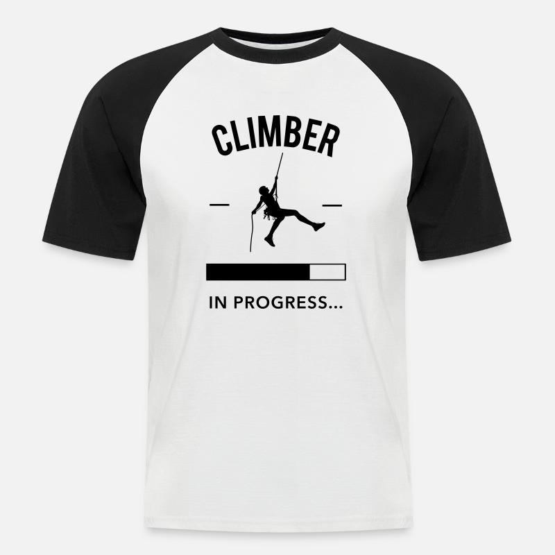 Climber in Progress - Männer Baseball-T-Shirt - Weiß/Schwarz