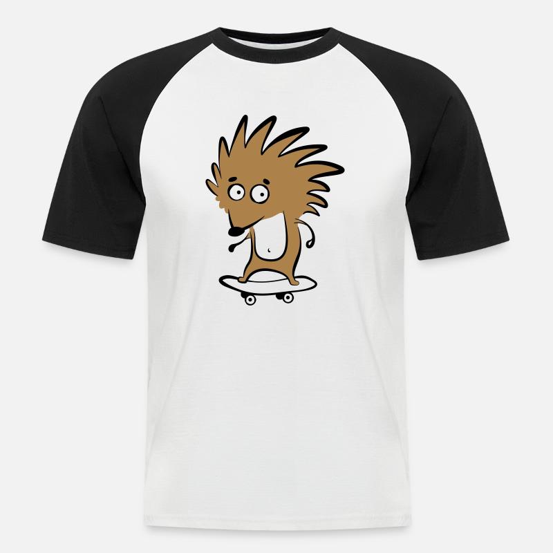 Skate-Igel "Knut H. Heckmann" - Männer Baseball-T-Shirt - Weiß/Schwarz
