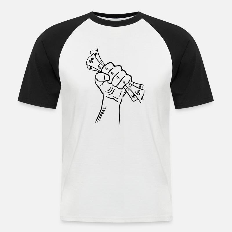 La main avec de l'argent - T-shirt baseball manches courtes Homme - blanc/noir