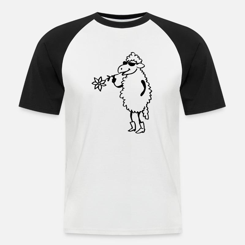Cooles Schaf - Männer Baseball-T-Shirt - Weiß/Schwarz