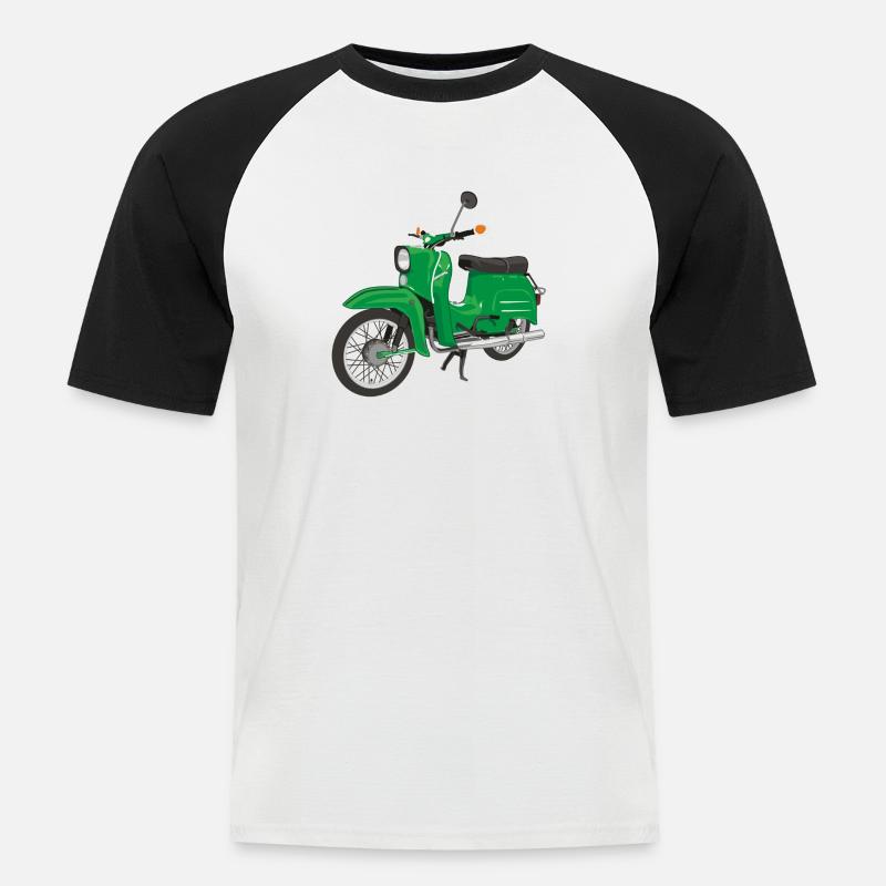 Simson Schwalbe - Männer Baseball-T-Shirt - Weiß/Schwarz