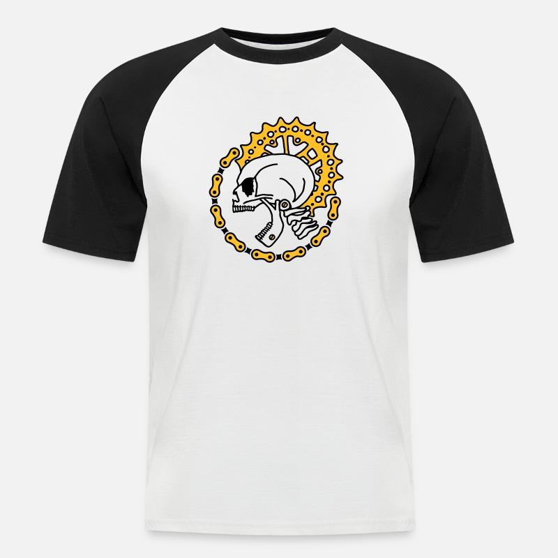 Skull Chain Punk-3c - Männer Baseball-T-Shirt - Weiß/Schwarz