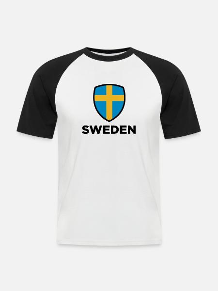 National flag of Sweden - Men's Baseball T-Shirt - white/black