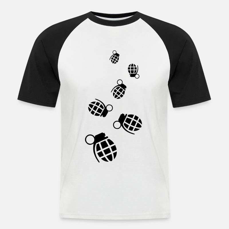 Granate waffe icon - Männer Baseball-T-Shirt - Weiß/Schwarz