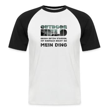 Outdoor Held - Gegen Beton starren, ... - Männer Baseball-T-Shirt - Weiß/Schwarz - Vorne - Nik (191cm)