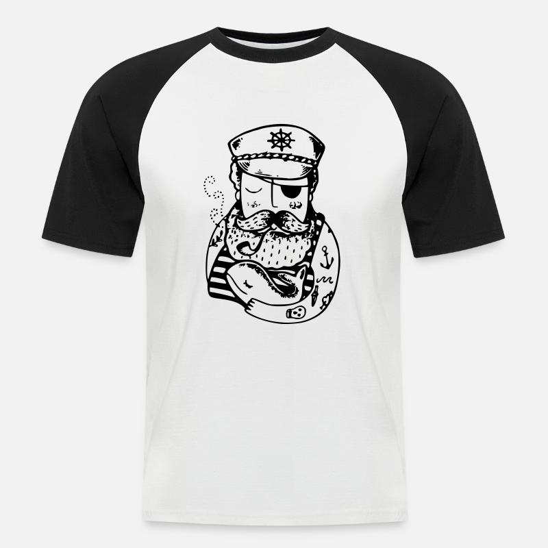 Captain Sailor - Men's Baseball T-Shirt - white/black