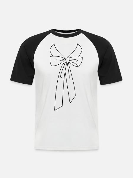 Shirt collar with bow - Men's Baseball T-Shirt - white/black