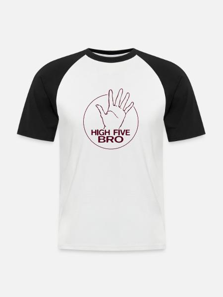 High Five Bro! - Männer Baseball-T-Shirt - Weiß/Schwarz