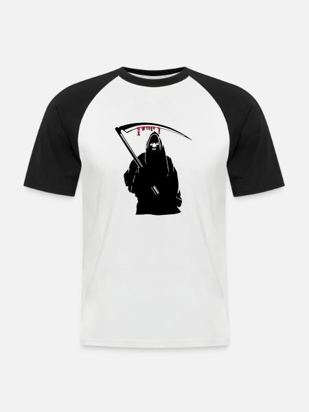 Der Tod kapuze sense - Männer Baseball-T-Shirt - Weiß/Schwarz