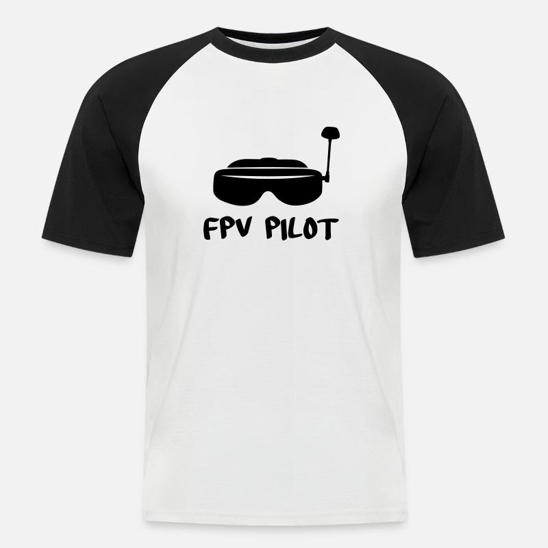 FPV Pilot - Männer Baseball-T-Shirt - Weiß/Schwarz