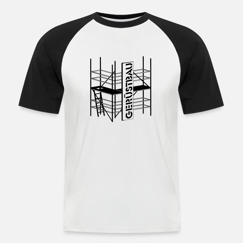 Berufesymbol Gerüstbauer - Männer Baseball-T-Shirt - Weiß/Schwarz