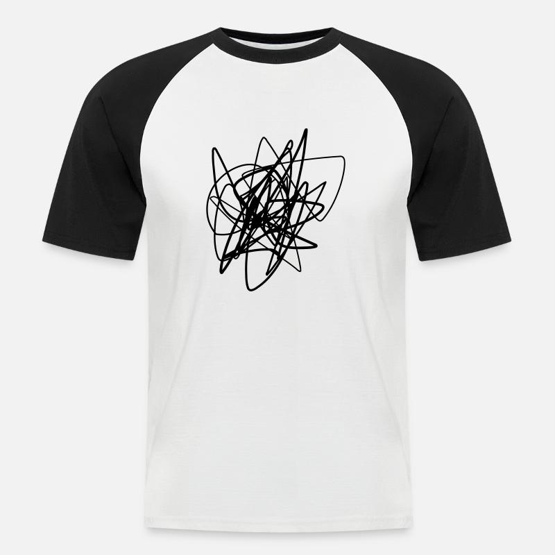 Scribbled chaotic strokes pattern - Men's Baseball T-Shirt - white/black