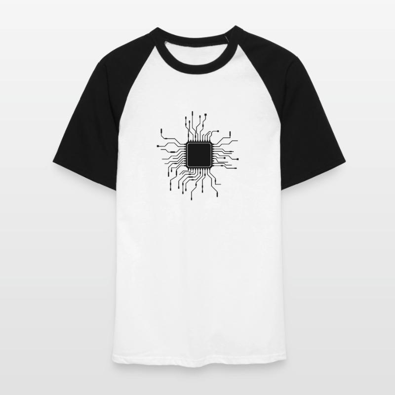 processor cpu wires wire cabling computer Men's Baseball T-Shirt
