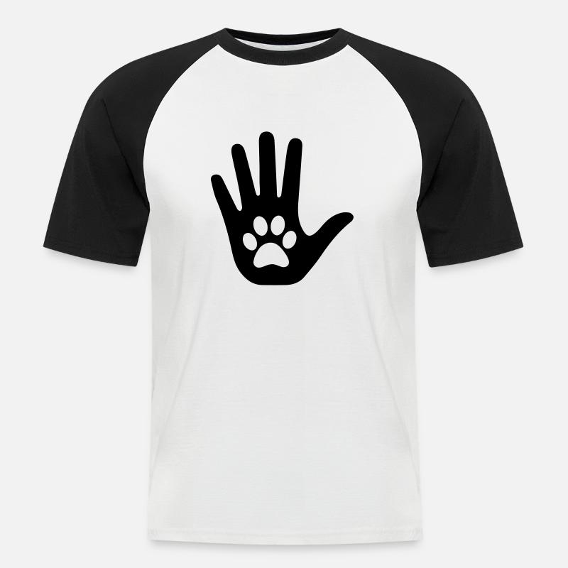 HandmitPfote - Männer Baseball-T-Shirt - Weiß/Schwarz
