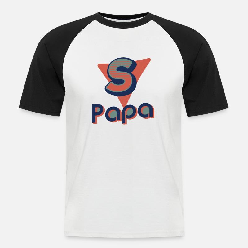 Superpapa - Männer Baseball-T-Shirt - Weiß/Schwarz