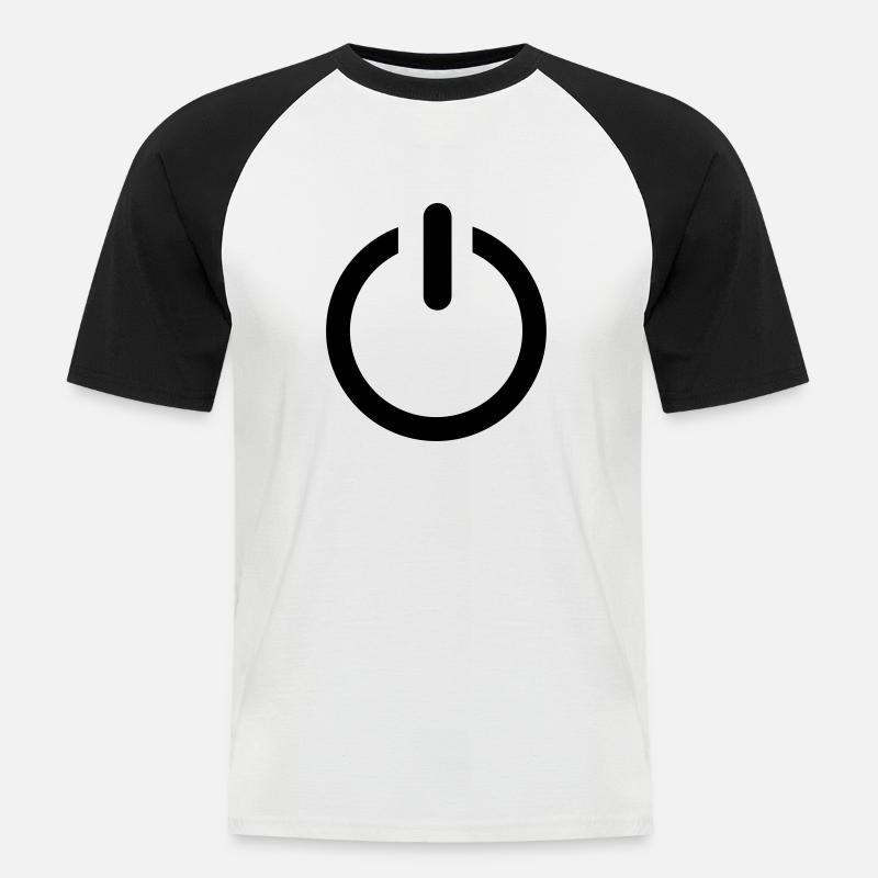 power button - Männer Baseball-T-Shirt - Weiß/Schwarz