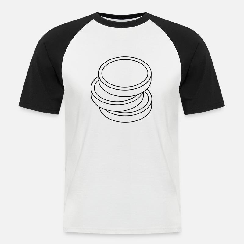 three coins in a stack - Men's Baseball T-Shirt - white/black