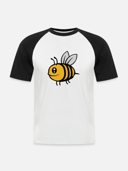 Cute little cartoon bee - Men's Baseball T-Shirt - white/black