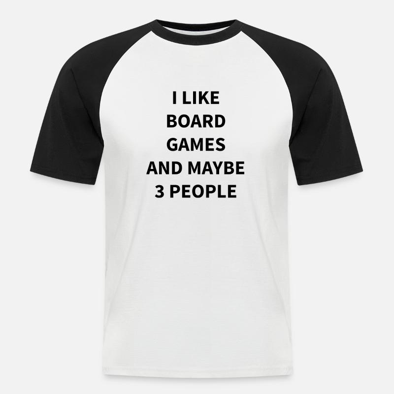 boardgame chess backgammon game night - Männer Baseball-T-Shirt - Weiß/Schwarz