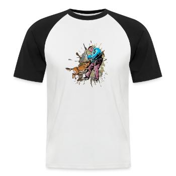 Malinois-Ring - Männer Baseball-T-Shirt - Weiß/Schwarz - Vorne - Nik (191cm)