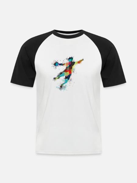 Handball, handballer, Beachhandball,Graffiti,bunt - T-shirt baseball manches courtes Homme - blanc/noir