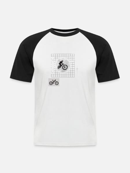 vélo vtt - T-shirt baseball manches courtes Homme - blanc/noir