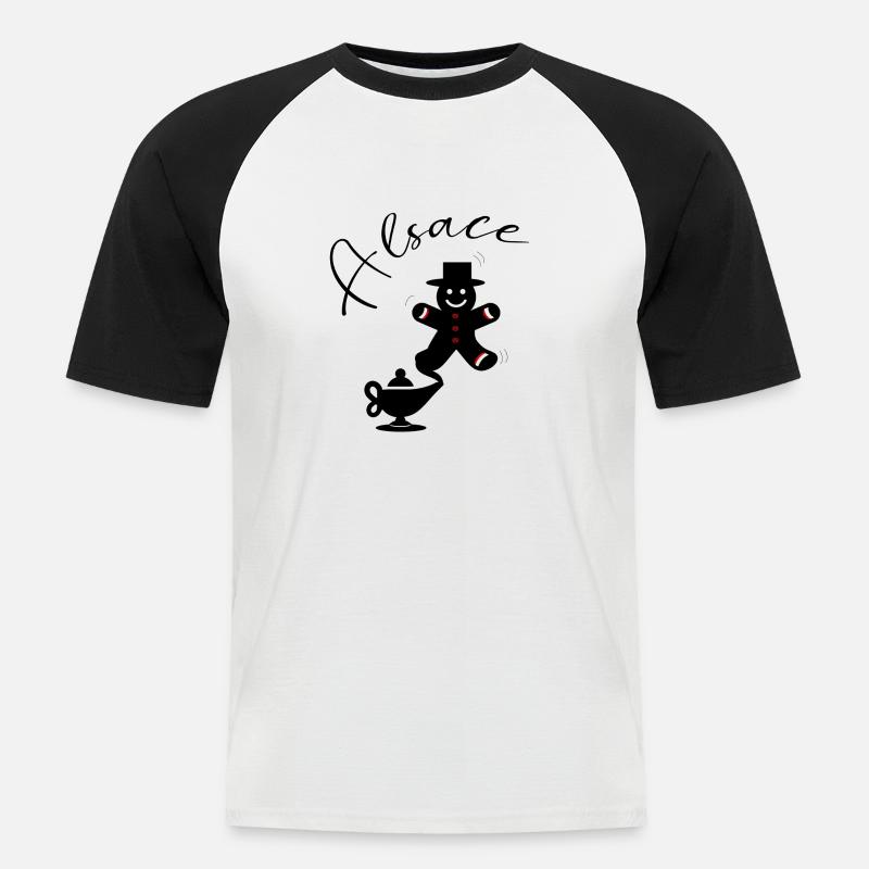 Alsace Genius Mannele Mannala - Männer Baseball-T-Shirt - Weiß/Schwarz