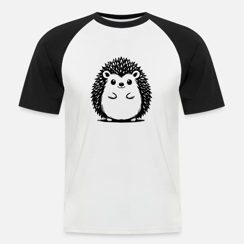 Igel - Männer Baseball-T-Shirt - Weiß/Schwarz
