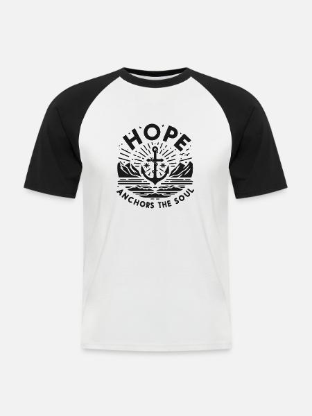 Hoffnung verankert die Seele - Männer Baseball-T-Shirt - Weiß/Schwarz
