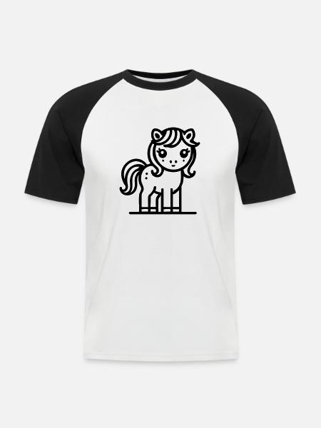 Süßes Pony Pferd Pferdchen - Männer Baseball-T-Shirt - Weiß/Schwarz