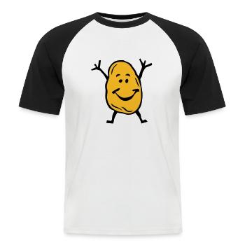 patate sourire 0 - T-shirt baseball manches courtes Homme - blanc/noir - Devant - Nik (191cm)