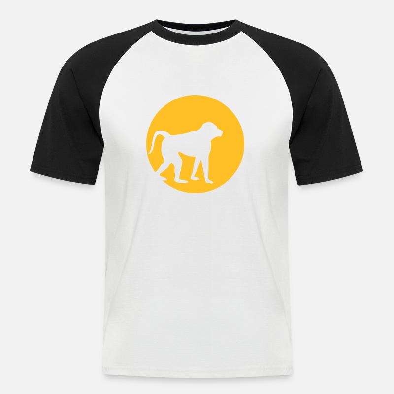 Monkey Moon Effect - Männer Baseball-T-Shirt - Weiß/Schwarz