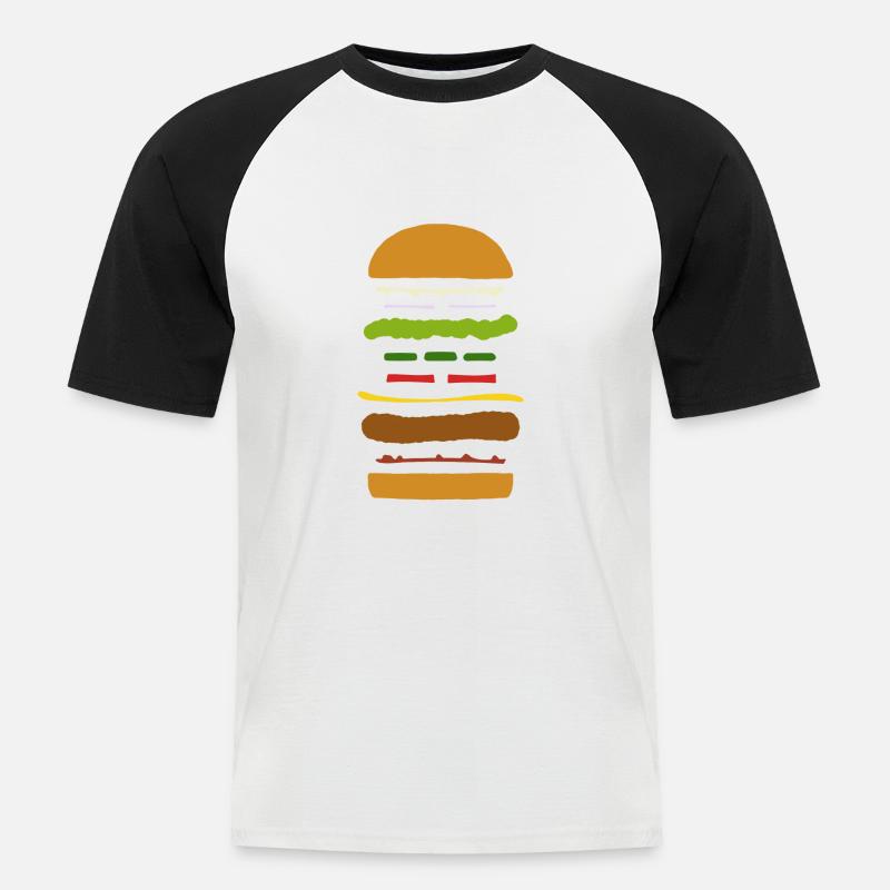 Exploded Burger - Männer Baseball-T-Shirt - Weiß/Schwarz