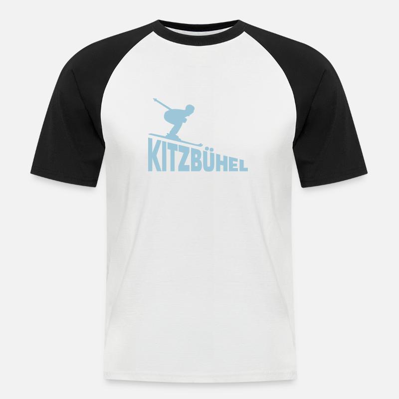 Kitzbühel - Männer Baseball-T-Shirt - Weiß/Schwarz