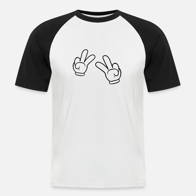 Comic Hands Peace Sign - Männer Baseball-T-Shirt - Weiß/Schwarz