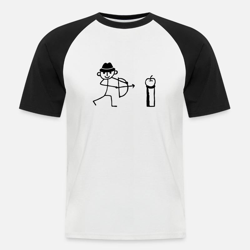 Strichmännchen Bogenschießen - Männer Baseball-T-Shirt - Weiß/Schwarz
