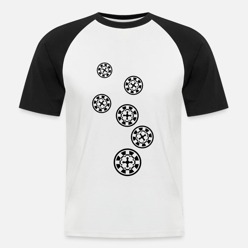 Roulette Icon Symbol - Männer Baseball-T-Shirt - Weiß/Schwarz