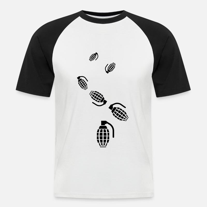 Granate waffe icon - Männer Baseball-T-Shirt - Weiß/Schwarz