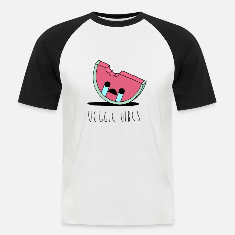 Vegetarier - Veganer - Veggie Vibes - Männer Baseball-T-Shirt - Weiß/Schwarz