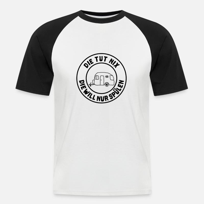 die tut nix wohnwagen - Männer Baseball-T-Shirt - Weiß/Schwarz